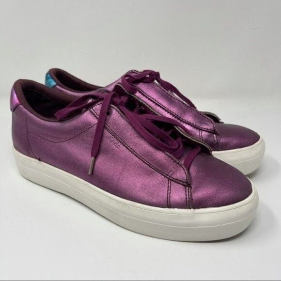 Keds womans platforms metallic purple leather us 7.5 BoxE - Picture 11 of 11